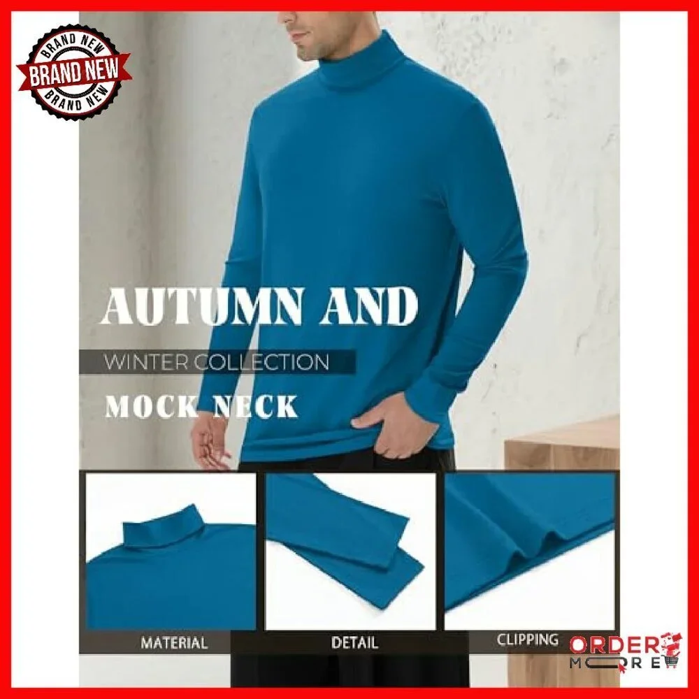 Men's Big Tall Turtleneck Shirts 6 Pack Long Sleeve Thermal Tops